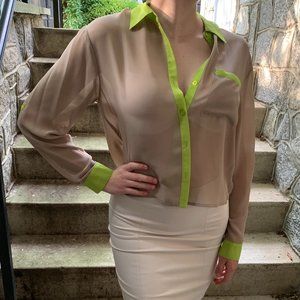 Ali & Kris Sheer and Nude Button Down